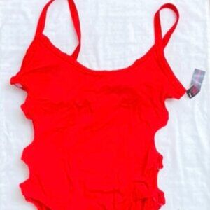 NO BOUNDARIES Hot Red Peek-a-boo One Piece Swimsuit - Size Medium (7-9)